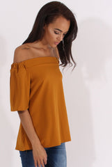 Mustard Bardot Split Back Top - Aurora