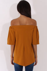 Mustard Bardot Split Back Top - Aurora