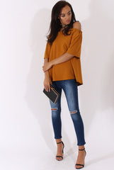 Mustard Bardot Split Back Top - Aurora