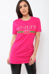 Fuchsia Guilty Slogan T-shirt - Ava