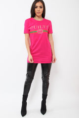 Fuchsia Guilty Slogan T-shirt - Ava