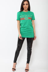 Green Guilty Slogan T-shirt - Ava