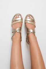 Gold PU Rope Sole Wedges - Avaley