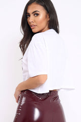 White Cropped Tee with Applique Sequin Tiger - Avery