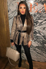 Snake Print Coated Longline Blazer - Avilyn