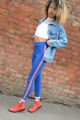 Royal Blue Contrast Side Stripe Trousers - Arva