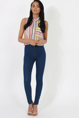 Pink & Yellow Stripe Sleeveless Shirt - Ayesha