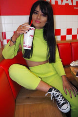 Lime Rib Crop Jumper Loungewear Set - Ayriana