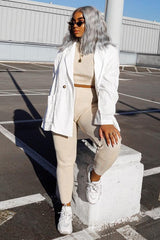 Stone Rib Crop Jumper Loungewear Set - Ayriana