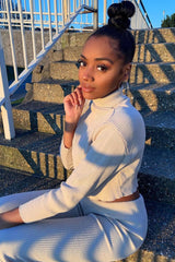 Stone Rib Crop Jumper Loungewear Set - Ayriana