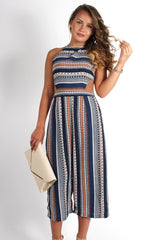 Lauren Blue/Orange Aztec Stripe Jumpsuit