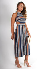 Lauren Blue/Orange Aztec Stripe Jumpsuit