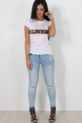 Riley White Believe Slogan Top