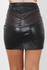 Tabitha Black Snakeskin Skirt
