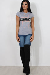 Riley Grey Believe Slogan Top
