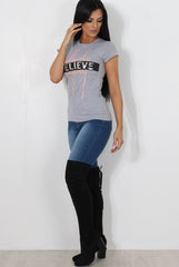 Riley Grey Believe Slogan Top