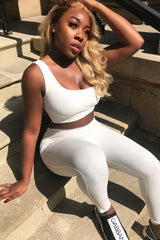 White One Shoulder Crop Top and Leggings Co-Ord - Marrie