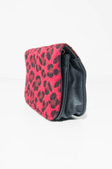 Red Leopard Faux Pony Hair Belt Bag - Melva
