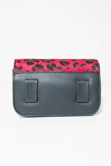 Red Leopard Faux Pony Hair Belt Bag - Melva