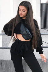 Black Faux Leather Bum Bag - Dia