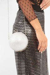 Silver Diamante Sphere Bag - Tayla
