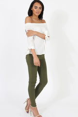 White Bardot Top - Bailey