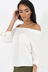 White Bardot Top - Bailey