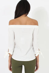 White Bardot Top - Bailey
