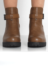 Tabia Brown Chunky Heel Boots
