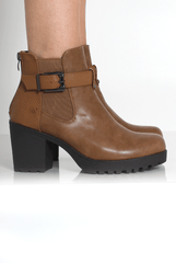 Tabia Brown Chunky Heel Boots