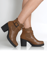 Tabia Brown Chunky Heel Boots