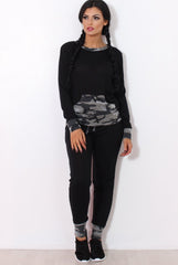 Rihan Black Camouflage Loungewear Set