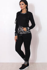 Rihan Black Camouflage Loungewear Set