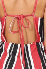 Red Striped Culotte Jumpsuit - Beatrix