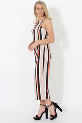 Beige Striped Culotte Jumpsuit - Beatrix