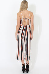 Beige Striped Culotte Jumpsuit - Beatrix