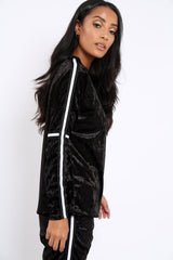 Black Velvet Striped Trim Co-ord Set - Beau