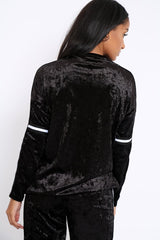 Black Velvet Striped Trim Co-ord Set - Beau