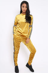 Mustard Velvet Striped Trim Co-ord Set - Beau