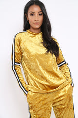 Mustard Velvet Striped Trim Co-ord Set - Beau