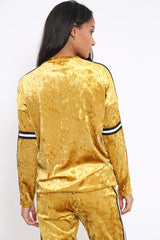 Mustard Velvet Striped Trim Co-ord Set - Beau