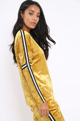 Mustard Velvet Striped Trim Co-ord Set - Beau