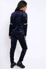 Navy Velvet Striped Trim Co-ord Set - Beau