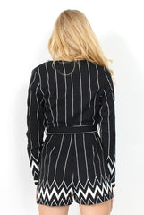 Bevan Black & White Tie Waist Playsuit