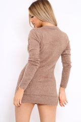 Camel Soft Fur Knit Jumper Dress - Beck