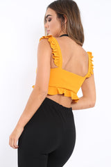 Mustard Frill Crop Top - Reta
