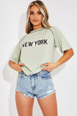 Sage New York Printed Slogan T-shirt - Lellie