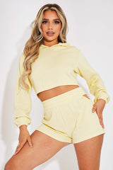 Yellow Hip Cut Out Elasticated Shorts - Zaleia