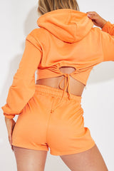 Orange Back Cut Out Cropped Hoodie - Yalena