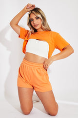 Orange Extreme Cropped Hem T-shirt - Iliana